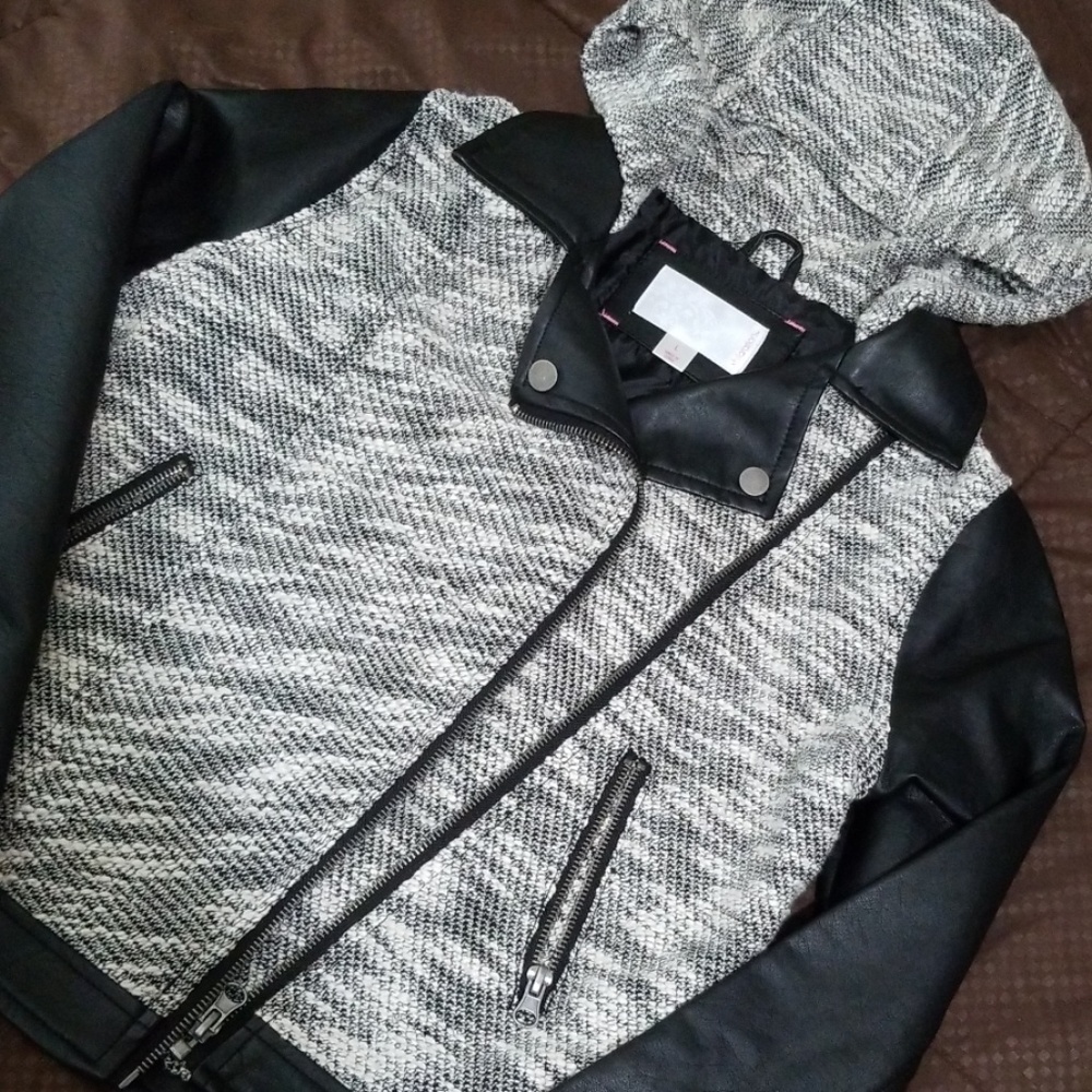 Xhilaration faux leather and tweed jacket